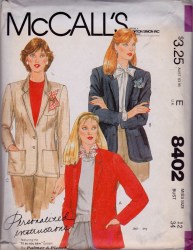 8402 PALMER PLESCH FIT LINED PANEL JACKET PATTERN 16